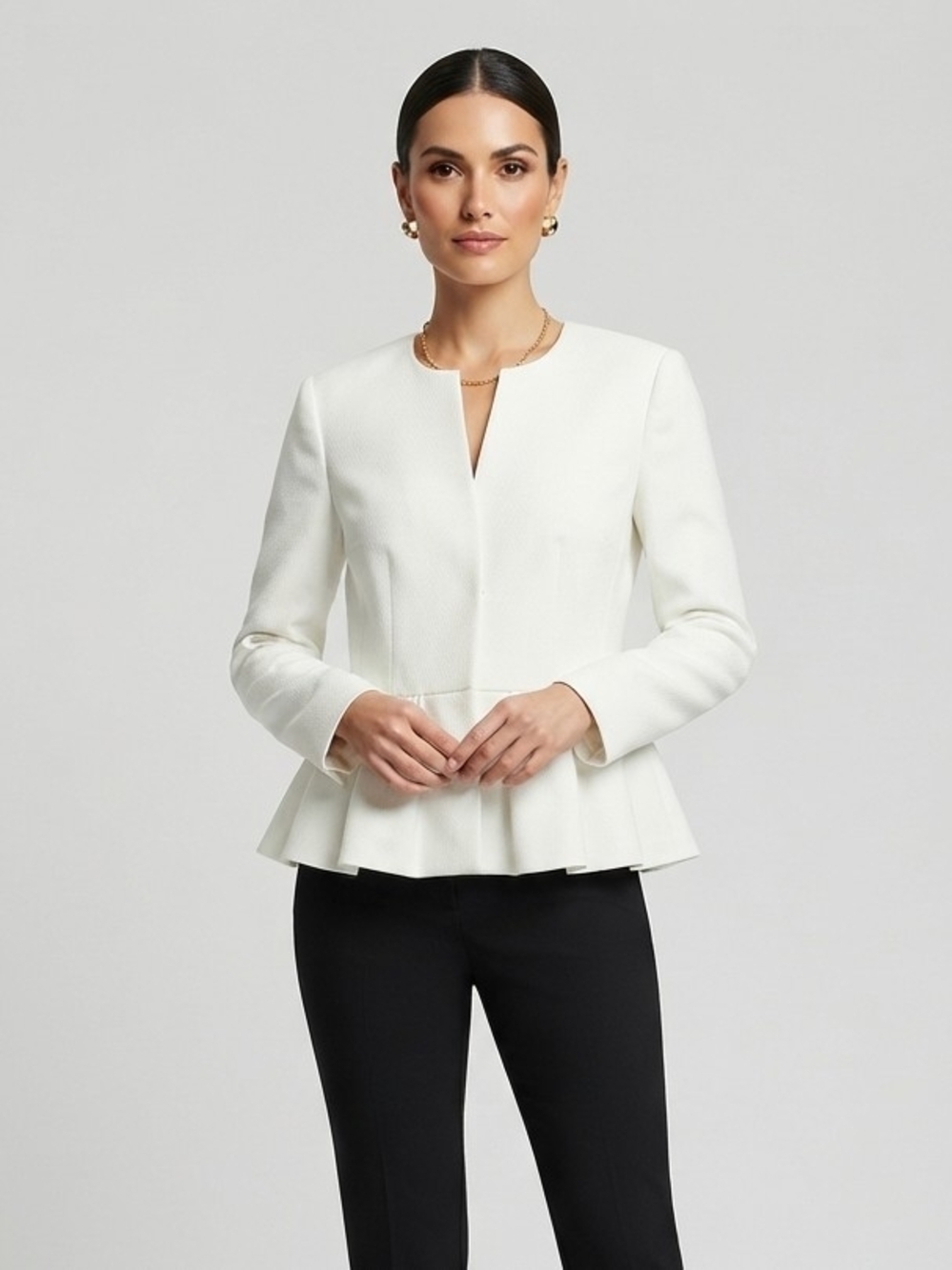 Banana Republic White Peplum Blazer Size 6